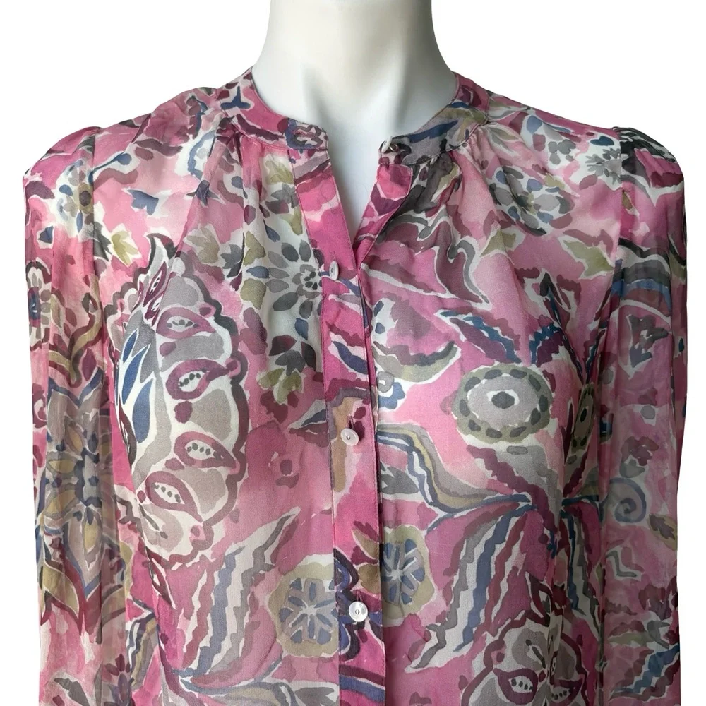 Veronica Beard Ashlynn Silk Top in Rose Multi, Sz 2 - Picture 8 of 16